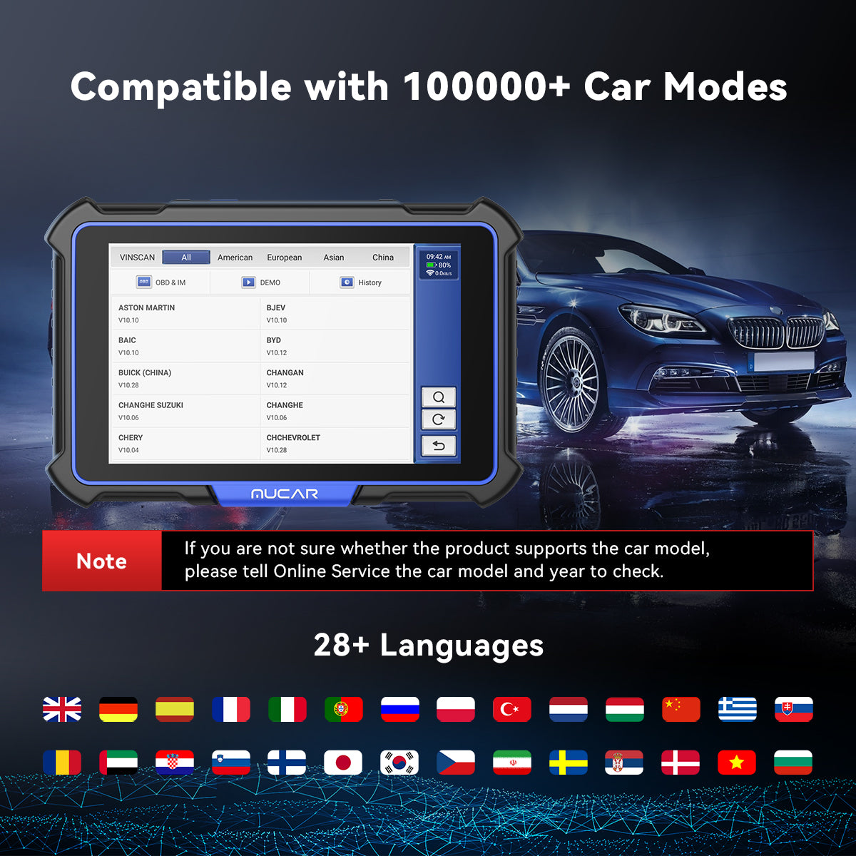 MUCAR VO8 COVER 100,000+VEHICLE MODELS 28+ LANGUAGES
