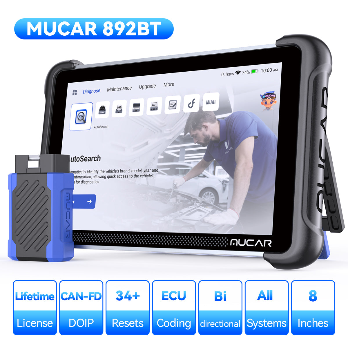 MUCAR 892BT AI Diagnostic Scan Tool Lifetime Free