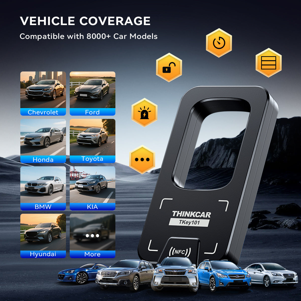 THINKCAR TKEY101 - Universal Car Key Programmer with 6 Remote Keys