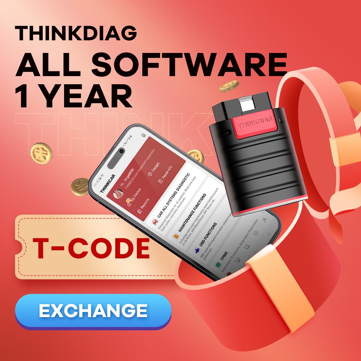 THINKCAR Thinkdiag Full System OBD2 Diagnostic Tool with All Brands License  Free Update for One Year