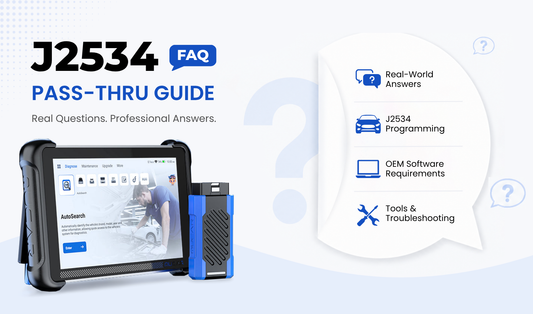 J2534 Pass-Thru FAQ guide explaining OEM software requirements, vehicle programming, and troubleshooting using a diagnostic scanner