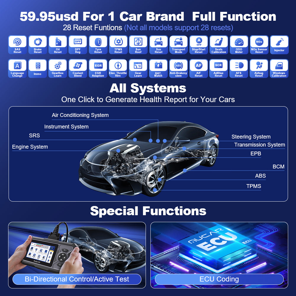 MUCAR CDE900 PRO T-code 1 Selected Car Brand Full Functions