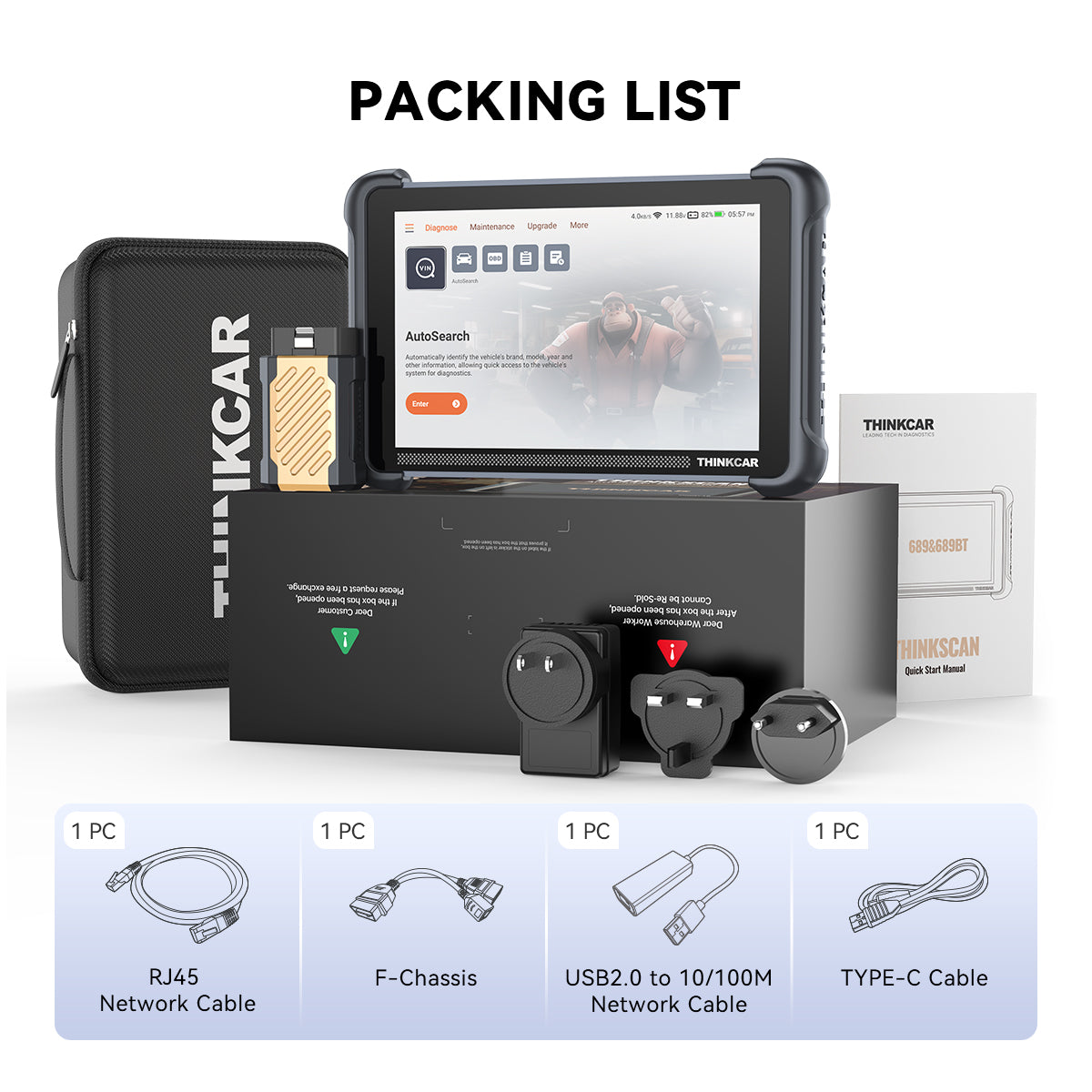 THINKCAR THINKSCAN 689BT PACKING LIST