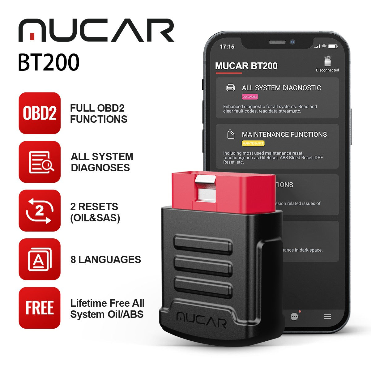 MUCAR BT200 car diagnostic scanner automotive