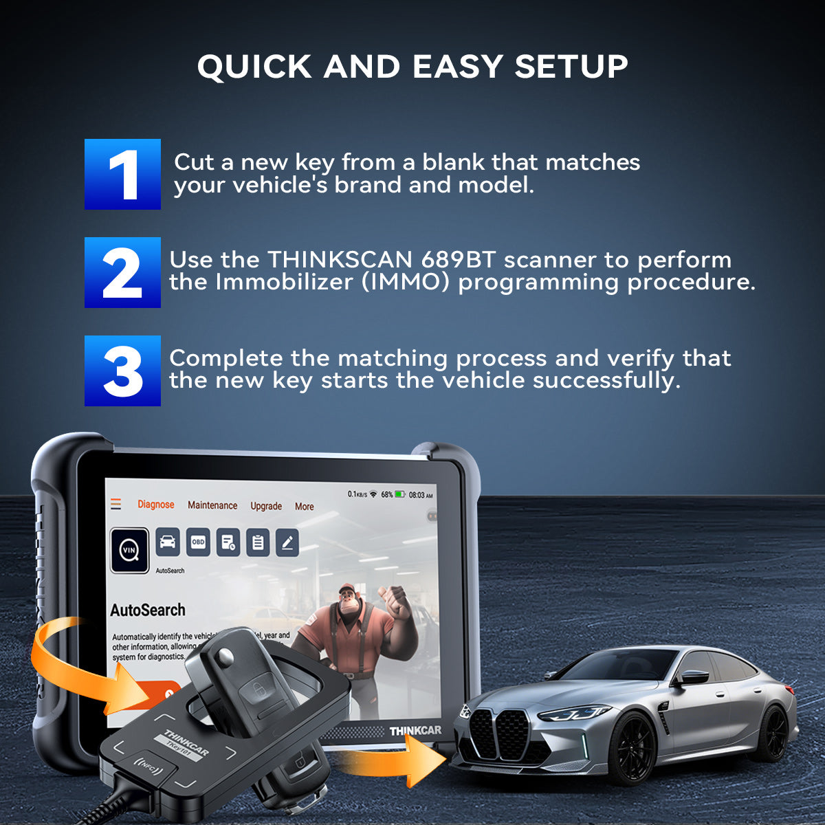 THINKCAR TKEY101 - Universal Car Key Programmer with 6 Remote Keys