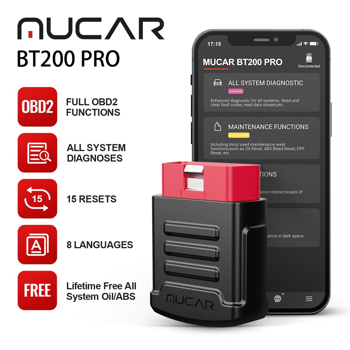 MUCAR BT200 PRO car diagnostic scanner automotive