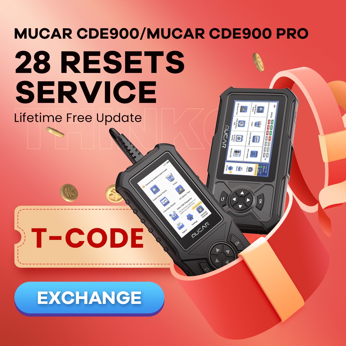 MUCAR CDE900/CDE900 PRO T-CODE 28 RESET FUNCTION