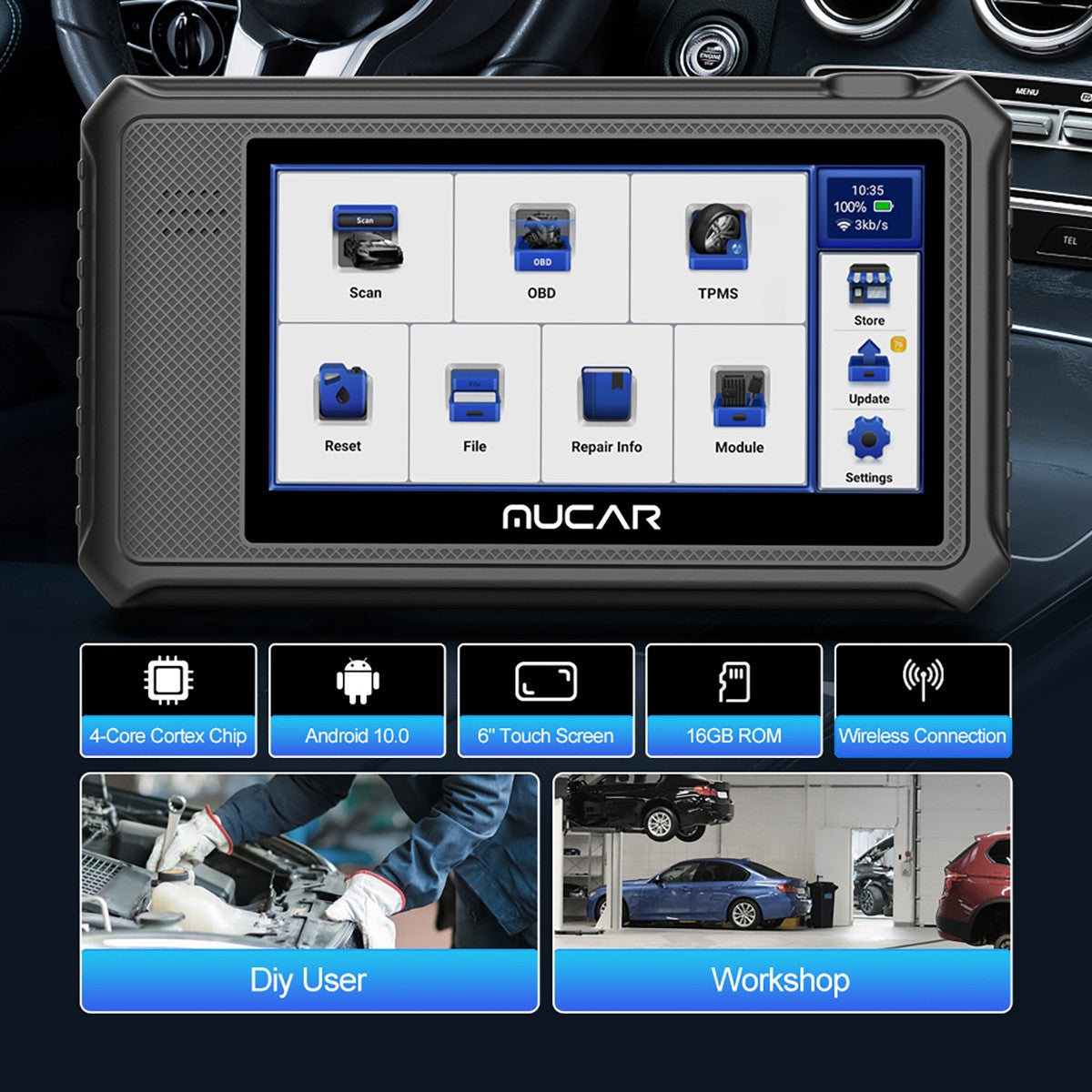 Nucar Scanner MUCAR VO6 OBD2 All-System Diagnostic Scan Tool, 28 Resets Car Scanner ...