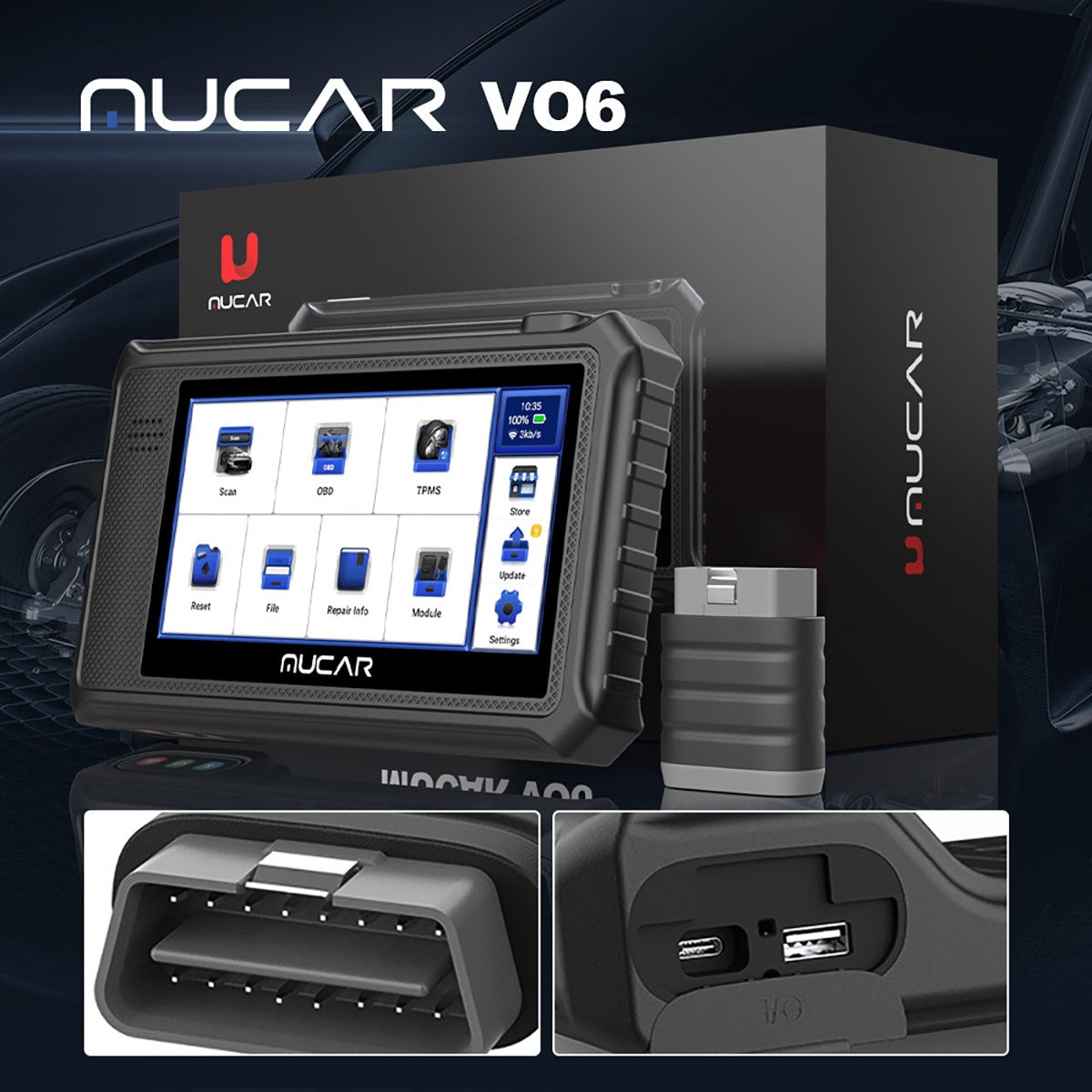 Nucar Scanner MUCAR VO6 OBD2 All-System Diagnostic Scan Tool, 28 Resets Car Scanner ...